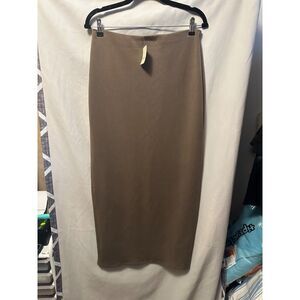 NWT Geel Free People Jules Maxi Skirt Mushroom Taupe Size Large Mid Rise Fitted